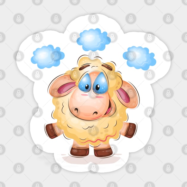 Cute Cartoon Sheep. Sticker by AndreKENO